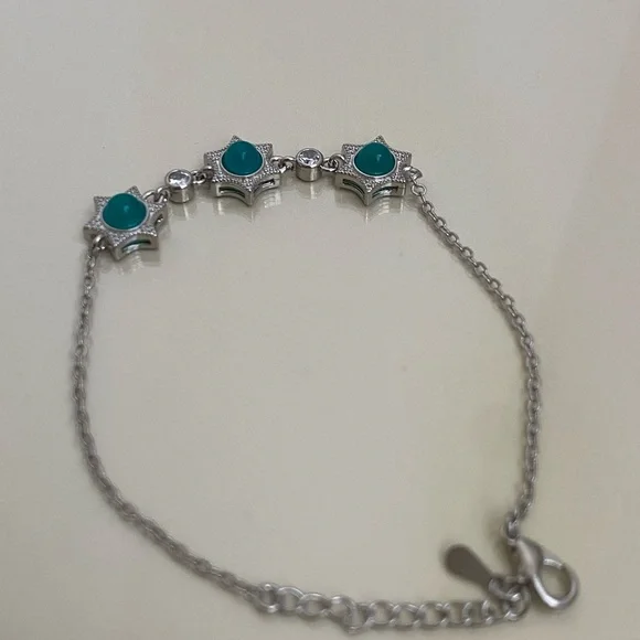 Silver Star Bracelet with Teal Accents - Picture 2 of 3